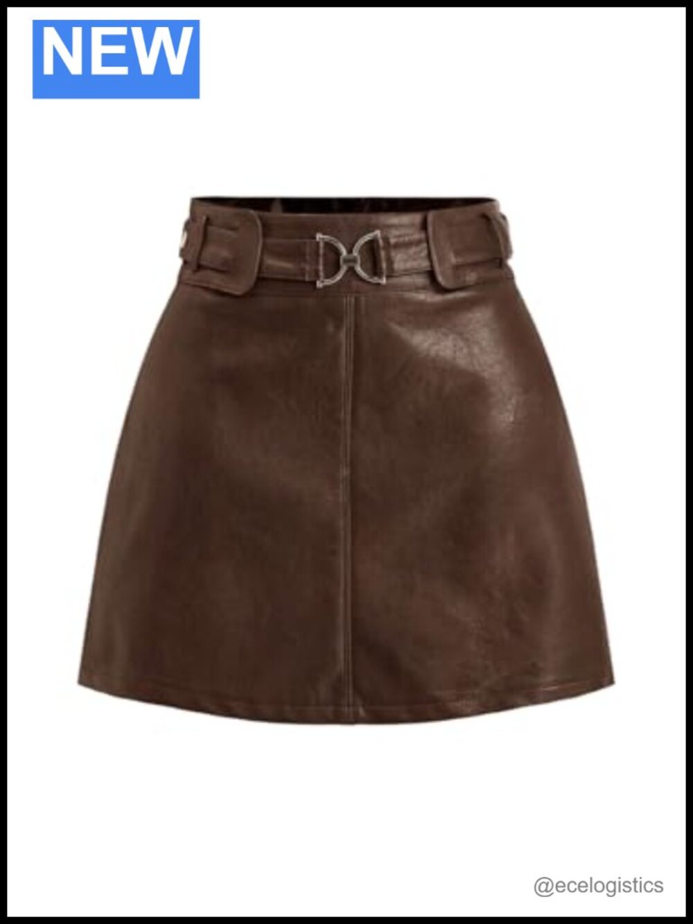 Faux Leather PU A-Line Mini Skirt High Waist Side Zip
